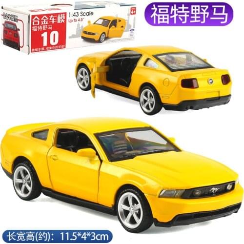 1:43 Scale Diecast Alloy Metal Luxury Sports Car Model For Ford Mustang GT Stripe Style Collection Pull Back Toys