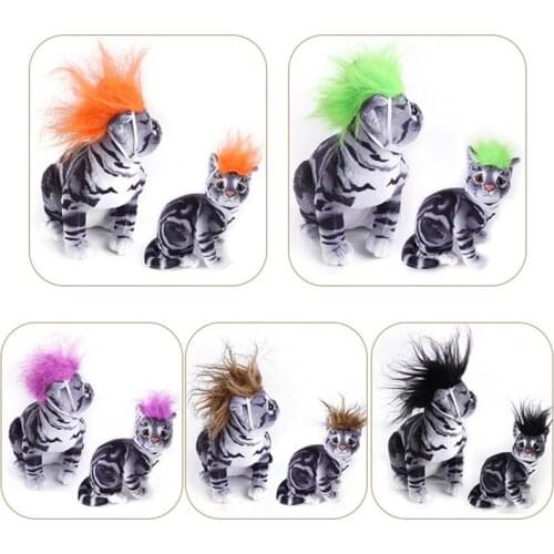 Cute Pet Cat Dog Halloween Hair Headdress Party Costume Wig Cap Dog Cat Wig Accessories For Cats Dog Christmas Dressing Clothing
