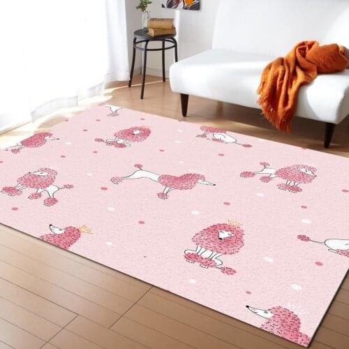 Animal Pink Dog Cute Poodle Carpet Bedroom Room Bedside Blanket Rug for Living Room Cloakroom Carpet Bedroom Decor