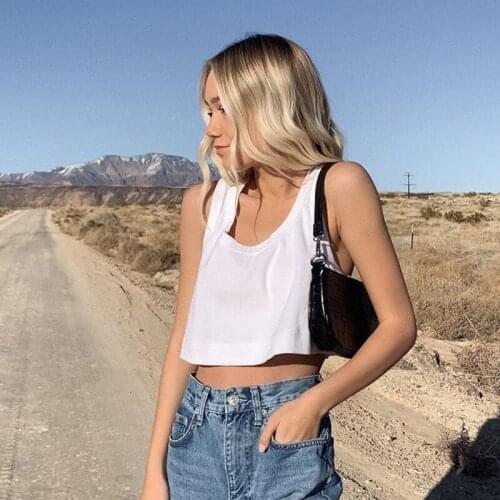 Fashion Sexy Women Round Neck Pure Color Solid Crop Tops Sleeveless Camisole Tank Tops Casual Summer Ladies Slim Vest