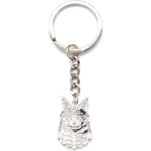 Fashion Women Maine Coon Cat Key Chains Jewelry Alloy Cat Shaped Key Chains