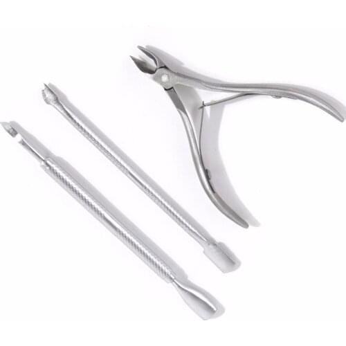 Professional 3pcs Stainless Steel Nail Manicure Set, Cuticle Scissors Pusher Remover Cutter Nipper Clipper Set Nail Care Tools