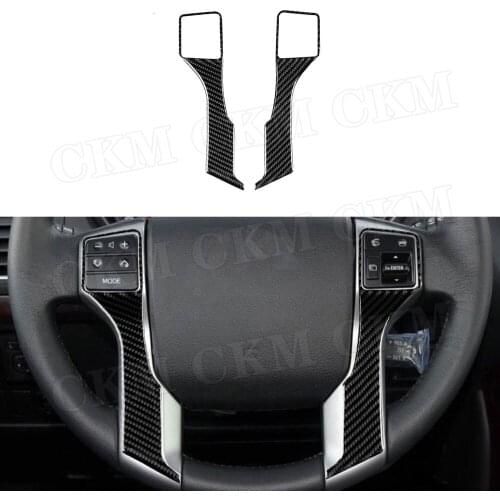 Carbon Fiber Car Steering Wheel Trim Cover Decorative Strips Stickers For Toyota Land Cruiser Prado 2010-2018 2 PCS/Set