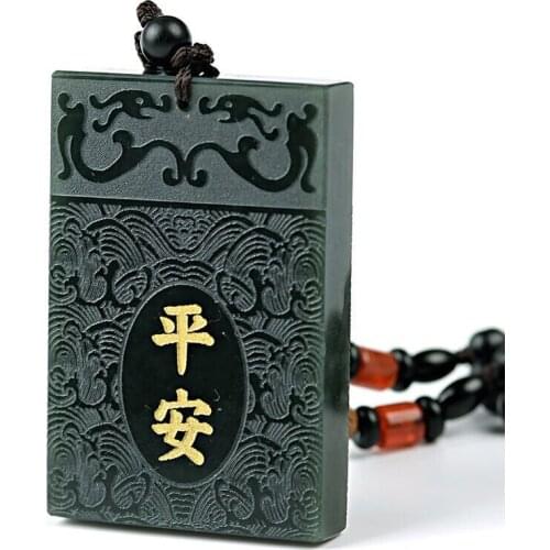 Natural Hetian Sapphire Hand Carved Ping'an Fuzi Brand Pendant Fashion Boutique Jewelry Mens and Womens Necklaces Accessories