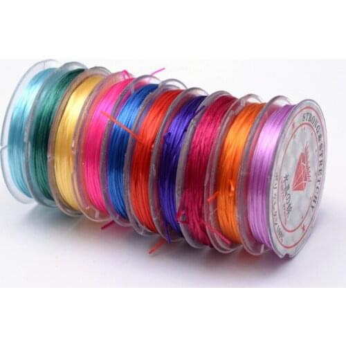10rolls/group 0.5mm Flat Elastic Crystal String Elastic Beading Thread for Stretch Bracelet Making Jewelry Making about 10m/roll