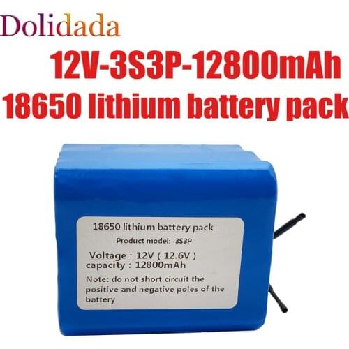 New 18650 3S3P 12V 12800mAh QB 18650 LI-ION battery pack PCB (3-6A) with lead wires.used for camcorders,gigital camera,P-DVD etc