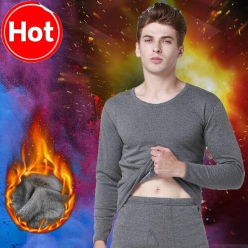 Autumn Winter 2 Piece Loong Sleeve Mens Thermal Underwear Plus Size Thick Cotton Fluffy Plush Long Johns Men Two Piece Set 3xl