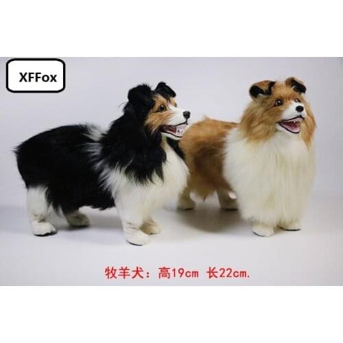 A pair of real life shepherd dog models plastic&furs black&yellow dog dolls gift about 22x19cm xf1562