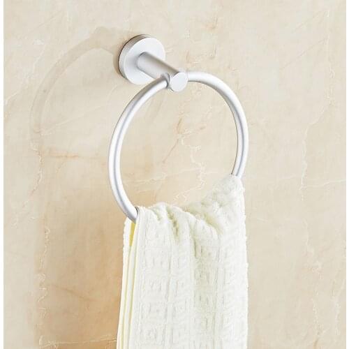Perforated Free Space Aluminum Bathroom Towel Rack Wall-mounted Round Towel Ring Towel Rack Bathroom Towel Rail