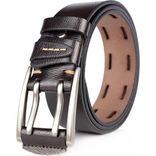 Mens Leather Double Prong Belt Classic Double Row Hole Belt Universal Hollowed Out Belt Jeans Men Waistband NEW Belts for Men