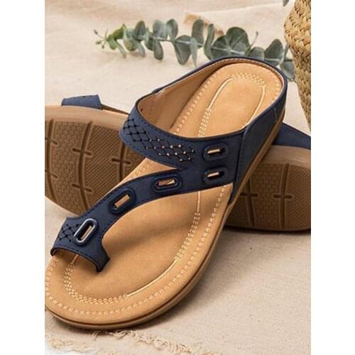 Women Slippers Summer Comfortable Orthopedic Non-slip Sandals Ladies Solid Color Flat With Beach Leisure Shoes