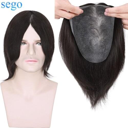 SEGO 8x10inch Virgin Hair Thin Skin 0.08mm PU Men Toupee 100% Human Hair Hairpiece Replacement Systems Wig For Men 8 Inches