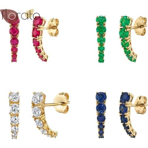 Korean Crystal Curved Stud Earrings 925 Sterling Silver Ear Needle Exquisite Fashion For Women Earrings Simple Birthday Gifts