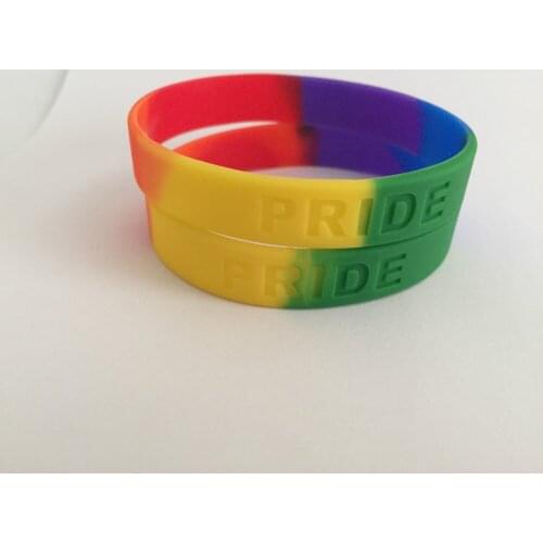 Six-color rainbow silicone bracelet Gay Pride Rainbow Colour Bracelet . Free shiping .202*12*2MM Free Shipping
