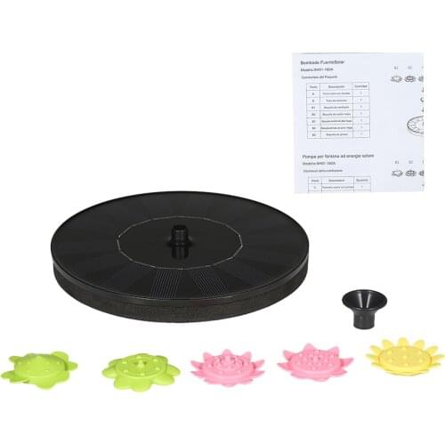 Solar Water Fountain Pump Solar Powered Fountain Pumps in Lotus Leaf Shape with Different Nozzles for Landscaping Bird Bath Pond