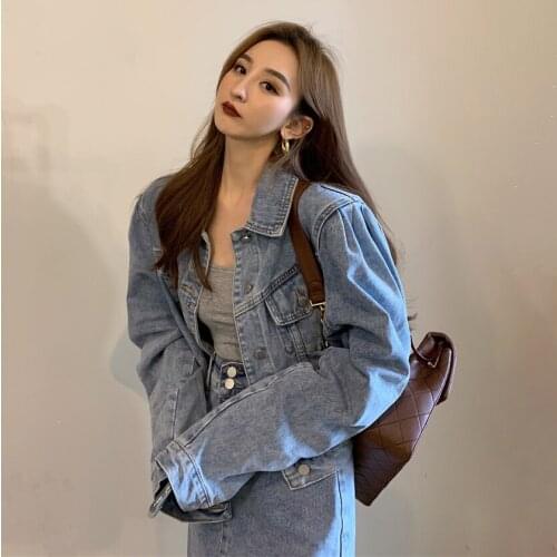 The han edition relaxed joker 2021 new small salt restoring ancient ways is Fried street coat red cowboy clothing woman