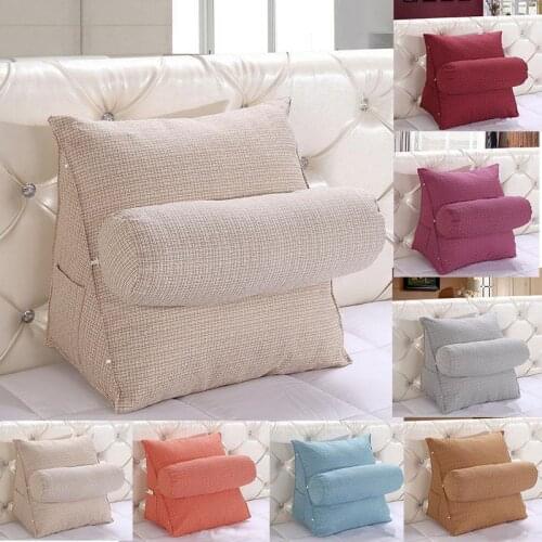 40 Cotton Linen Triangular Backrest Cushion for Sofa Cushions Bed Rest Triangle Waist Back Pillow 7 colors Support Large Size