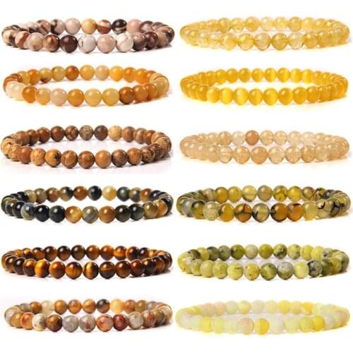 Natural Stone Bracelet Women 6mm Beads Elastic Bracelet Charm Chakra Healing Reiki Yoga Bracelets For Men Energy Jewelry Gifts