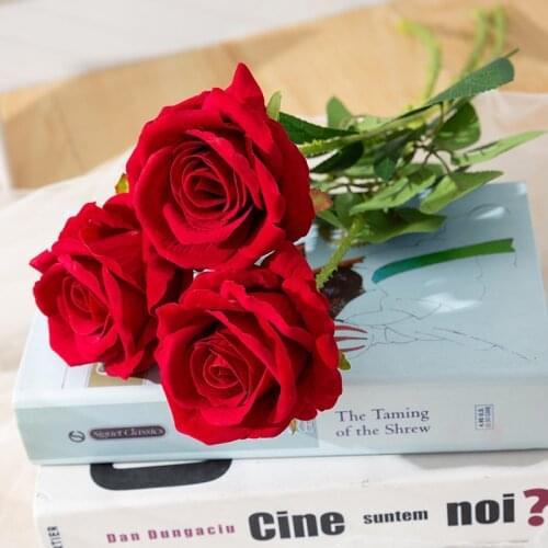 1 Piece Red Rose Flowers Silk Real Touch Artificial Flowers Valentines Day Home Wedding Decorations Fake Flowers