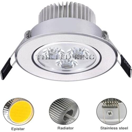 1pcs Super Bright LED Downlight Ceiling silvery 3W 9W 12W 15W 21W Warm white/Cold white led light AC 220V 230V Indoor Spot Light