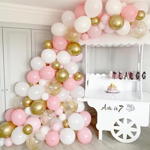 145pcs Girl Happy Birthday Party Balloon Garland Macaron Pink White Ballon Arch Kit For Lady Wedding Party Decoration Supplies