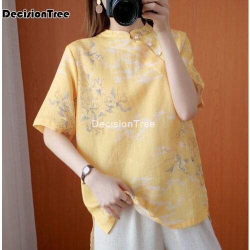 2021 traditional chinese clothing tops tang suit for women flower print hanfu blouse shirt chinese style shirt woman blouse