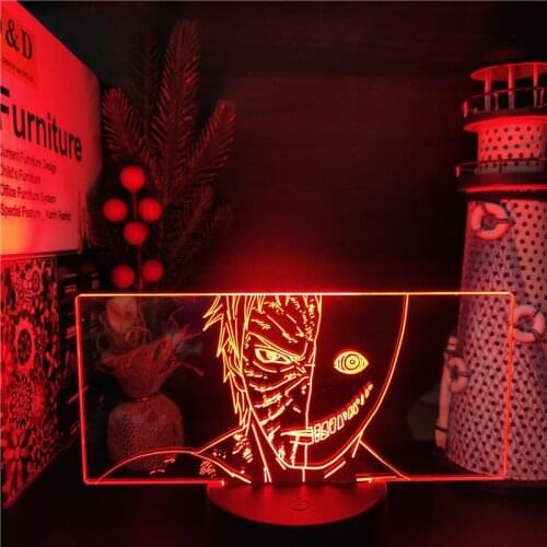 Naruto 3D Lamp Uchiha Obito Zetsu Anime Figure LED Nignt Light Lampara Home Decor Lighting Shippuden Lights Neon Sunset Lights