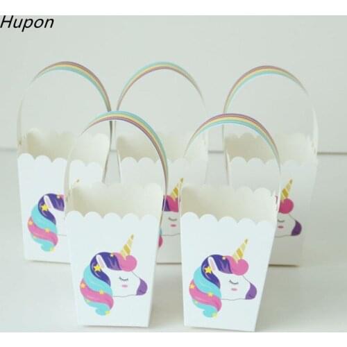 5/10pcs Rainbow Unicorn Party Popcorn Paper Box Gift Box Candy Cookies Bags for Kids Birthday Party Decor Baby Shower Gift Bags