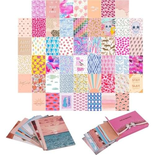 50Pcs Colorful Anime Abstract Painting Cover Aesthetic Animal Manga Wall Collage Kit for Girl Bedroom Art Decals Furniture Decor