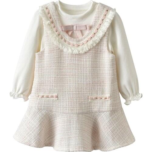 Auro Mesa Fashion Toddlers Girls 2pcs Dress Set Sleeveless Dress with T-Shirt Boutique Kids Girls Fall Outfits