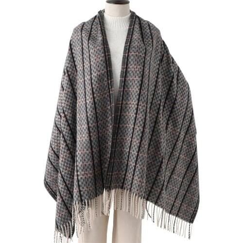 Large Winter Cashmere Scarf Women Hijab Warm Plaid Tassle Pashmina Shawl Wraps Sjaal Voor Dames Neckerchief Femme Bandanas Shrug