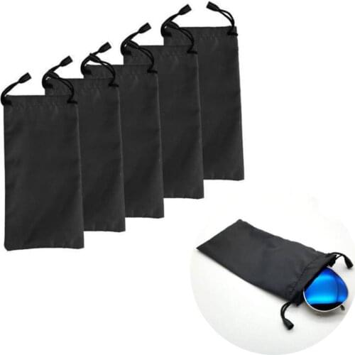 5PCS Sunglasses Bags Eyeglasses Drawstring Cases Microfiber Anti-dust Cleaning Glasses Package Black Travel Portable
