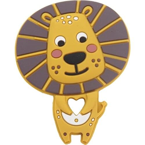 Chenkai 5PCS BPA Free Silicone Lion Teether Cute Animal Catrtoon Teethers For DIY Baby Nursing Pacifier Clip Soother Chain