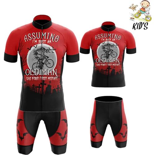2021 Halloween CartoonQuick Dry Kids Short Sleeve Cycling Jersey Set Children Breathable Bike Clothing Boys Summer Bicycle Wear