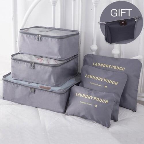 Travel Storage Bag 6 PCs/Set Mesh Luggage Bag Organizer Cosmetic Women Clothing Cartoon Print Makeup Waterproof Bags