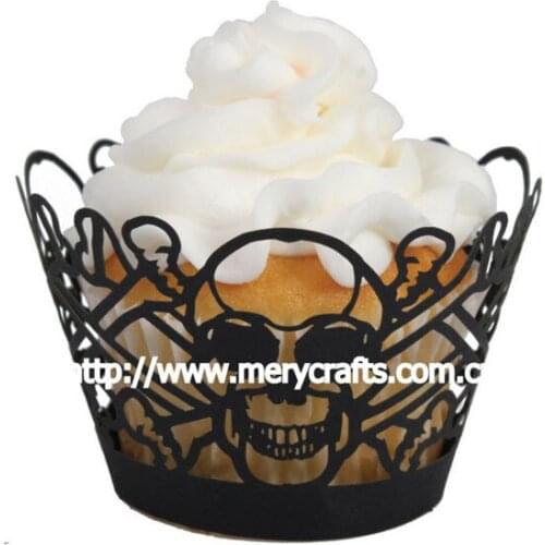Halloween skull cupcake wrappers for sales, cheap Halloween decoration products for party