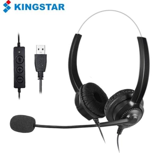 KINGSTAR USB Wired Office Headset with Microphone Call Center Noise Cancelling Headphones for Center Online Conference Skype