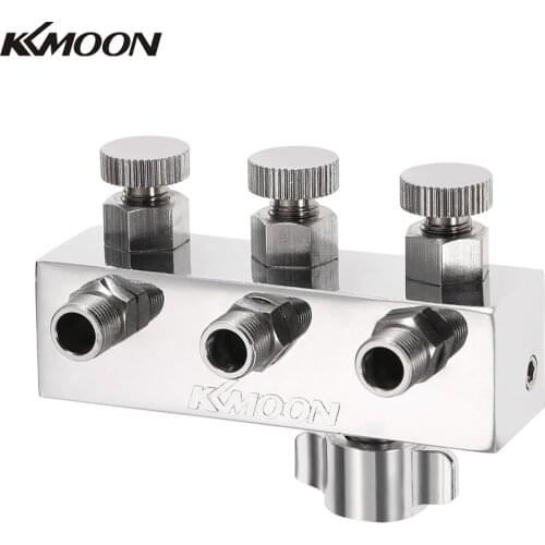 KKmoom High-quality 3-Way Airbrush Air Hose Splitter With Regulated Metering Manifold with three 1/8' BSP outlets
