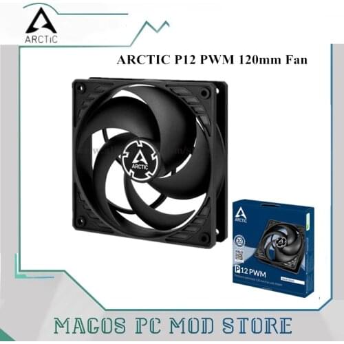 ARCTIC P12 PWM 120mm 4Pin Black Fan 56.3CFM For PC Case Cooling 12mm CPU Radiator Cooler Intelligent Temperature Control