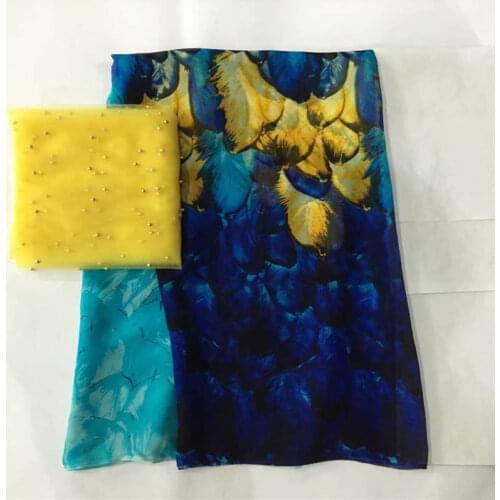 LX!African soft silk fabric for garment neat embroidery on the material with swiss voile lace tissu (5+2 Yards/set ) ! F33026