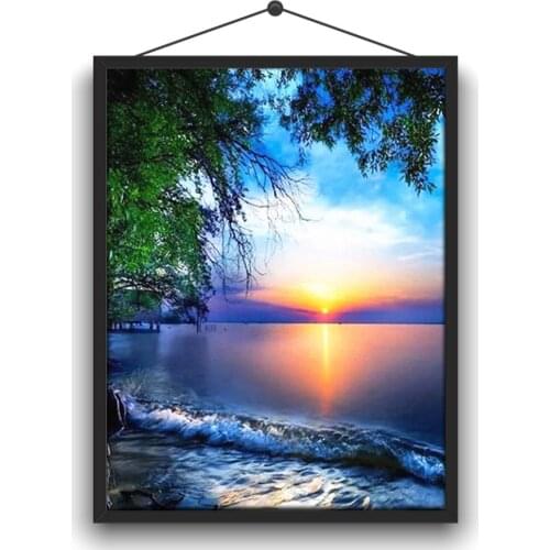 5D DIY Full Circle Diamond Embroidery Kit "Seaside Scenery" Home Handmade Crafts Decorations Hanging Paintings Decoration Gifts