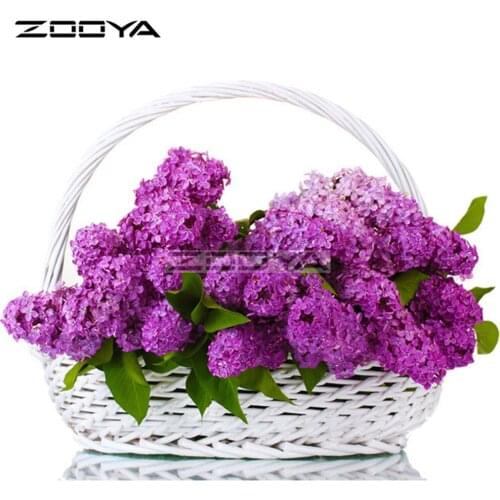 ZOOYA Round Diamond Painting Purple Lilac Flowers Diamond Embroidery 5D DIY Pictures Of Rhinestone Cross-Stitch Kits Gifts R1691