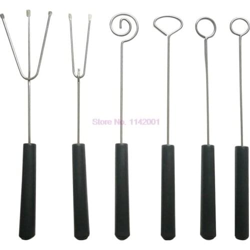50 set 6Pcs/Set Chocolate Dipping Tool Stainless Steel Fork DIY Candy Caker Fruit Fondue Decorating Supplies Decorating Tools