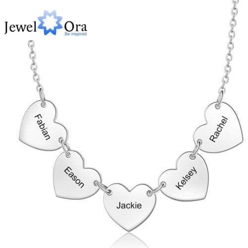 Personalized Necklaces Fashion Stainless Steel Jewelry Multi Charm Heart Pendant Necklace Custom Name Simple Gift for Girlfriend