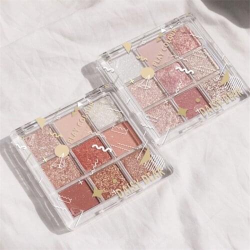 9 Colors Acrylic Eyeshadow Palette Pearlescent Matte Earth Color Eyeshadow Makeup Palette Waterproof Korean Makeup