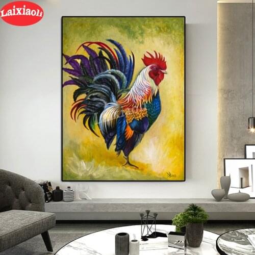 Full square round diamond painting cock painting diamond embroidery 5D rhinestone mosaic diamond inlaid pattern Watercolor decor