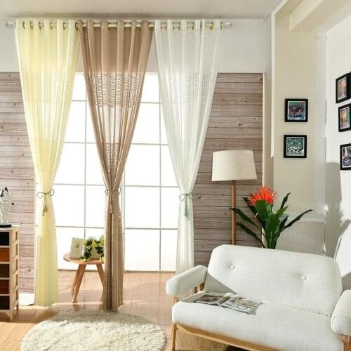 European Style Simple Retro Warp-knitted Jacquard Hollow Tulle Multi-color Optional Curtains for Living Dining Room Bedroom