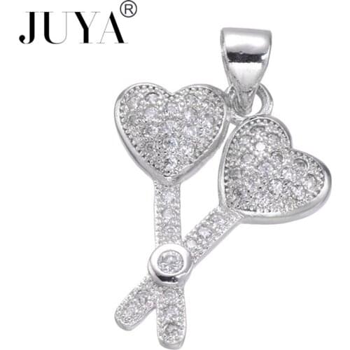 Luxury AAA Zirconia Rhinestone Happiness Key Heart Shape Pendant Charm fit Women Bracelets & Necklaces DIY Jewelry Gift