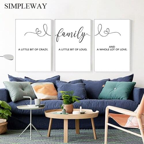 Family Quotes Letter Art Poster and Print Simplicity Black White Picture Canvas Wall Painting Modern Home Living Room Decoration