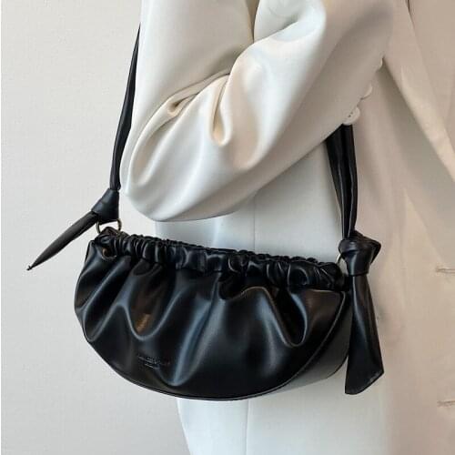 High Quality Ladys Artificial Soft Leather Folds Underarm Bag2021New Trendy Retro All-match One-shoulder Messenger Dumpling Bag
